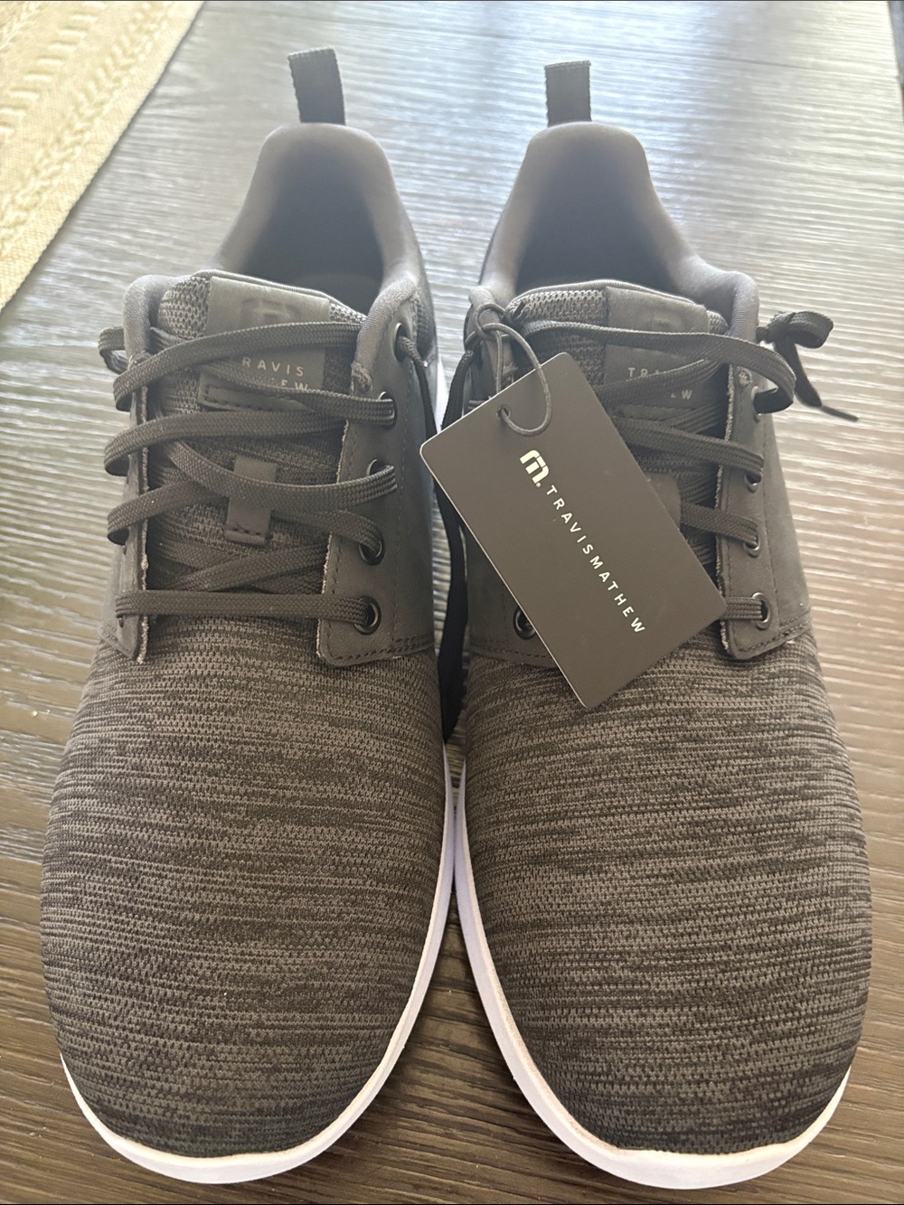 Travis Mathew Men's Dark Gray Knit Lace-Up Sneakers